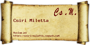 Csiri Miletta névjegykártya
